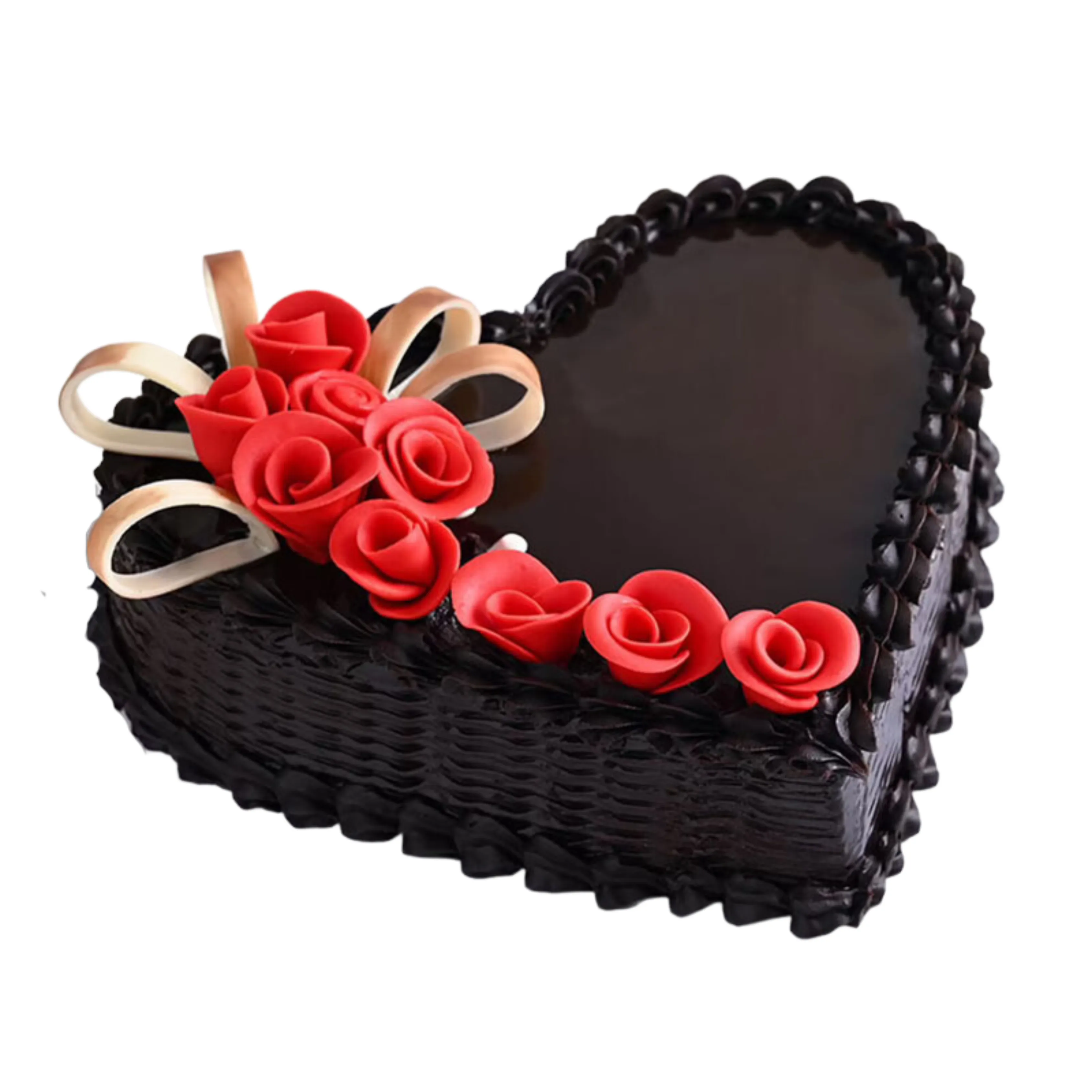 Rose Heart Chocolate Cream Cake for Wedding