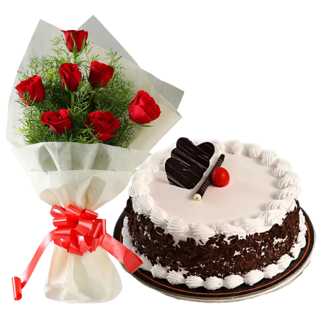 Exclusive Combo of Flowers and Cake