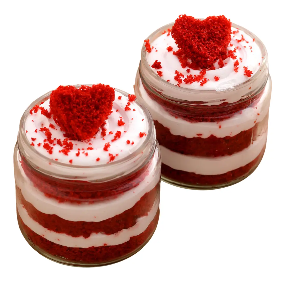 Red Velvet Anniversary Jar Cakes