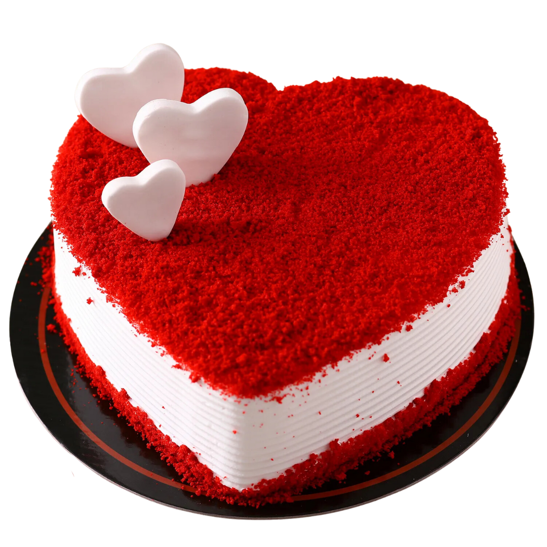Sweet Red Heart Velvet Cake for Wedding