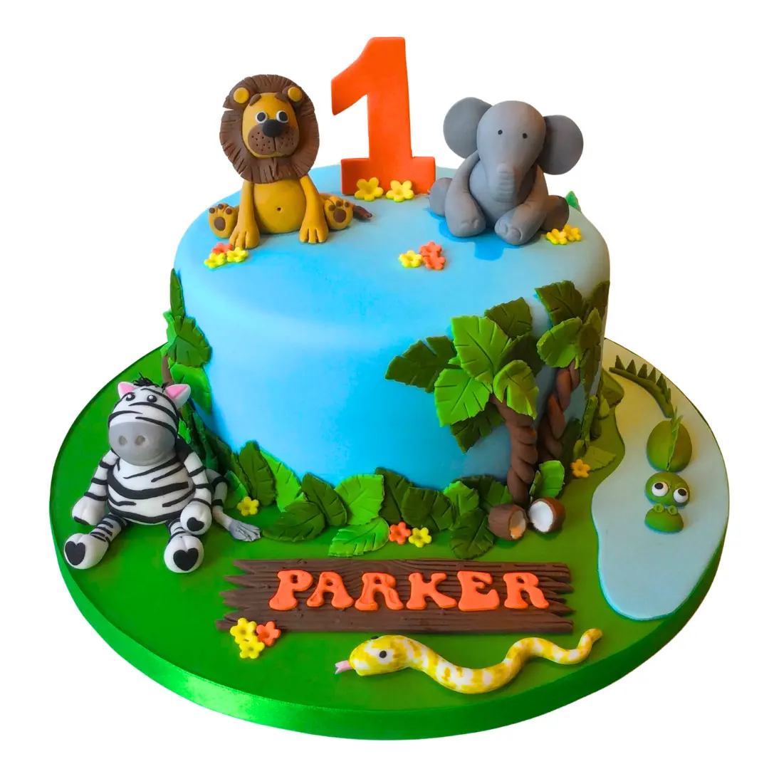 1st Birthday Jungle Theme Cake