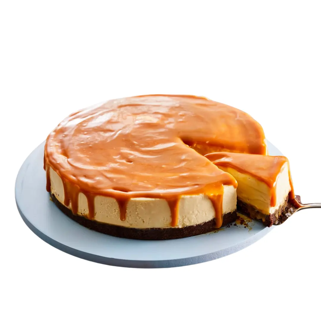 Eggless Caramel Cheesecake
