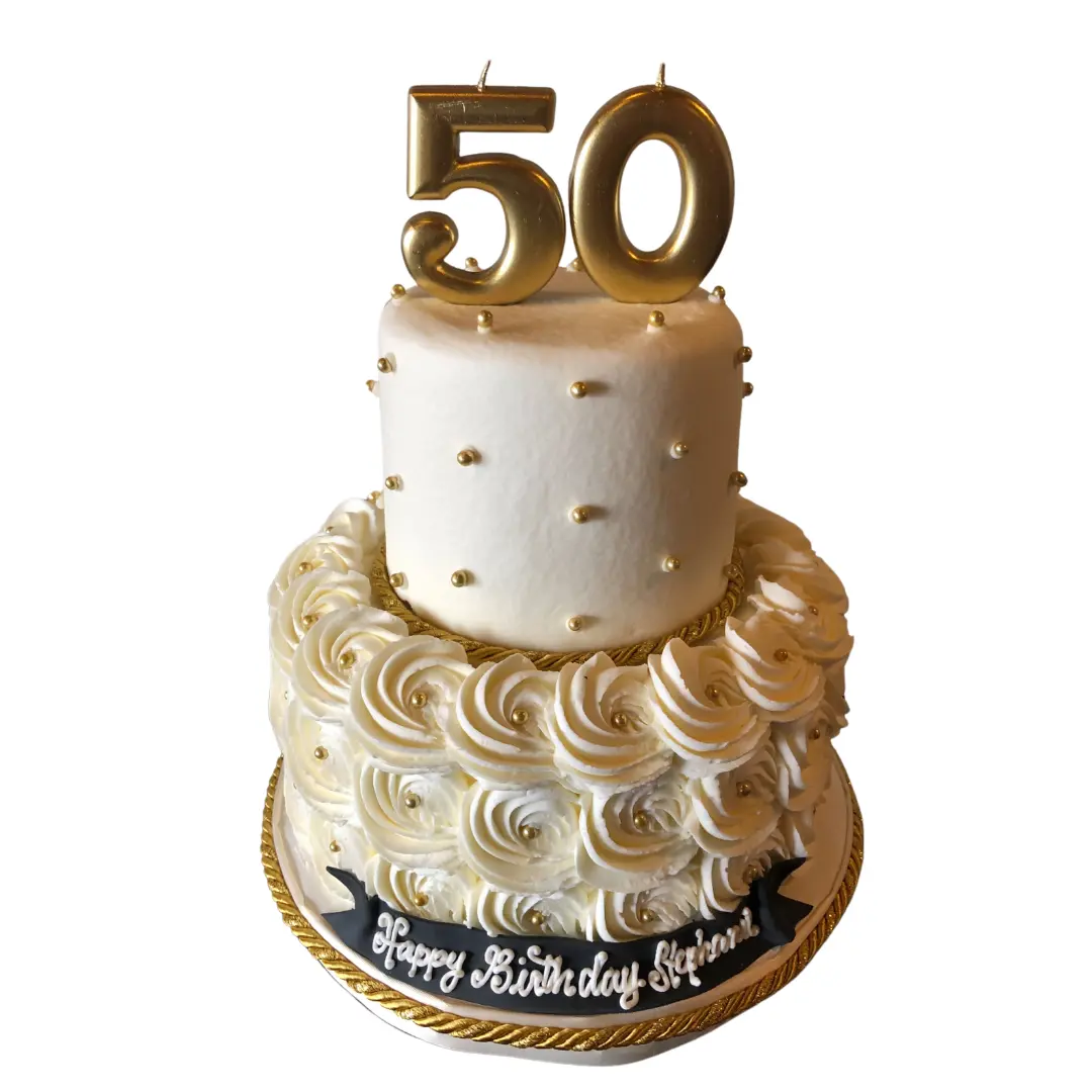 50th Birthday Golden Cake