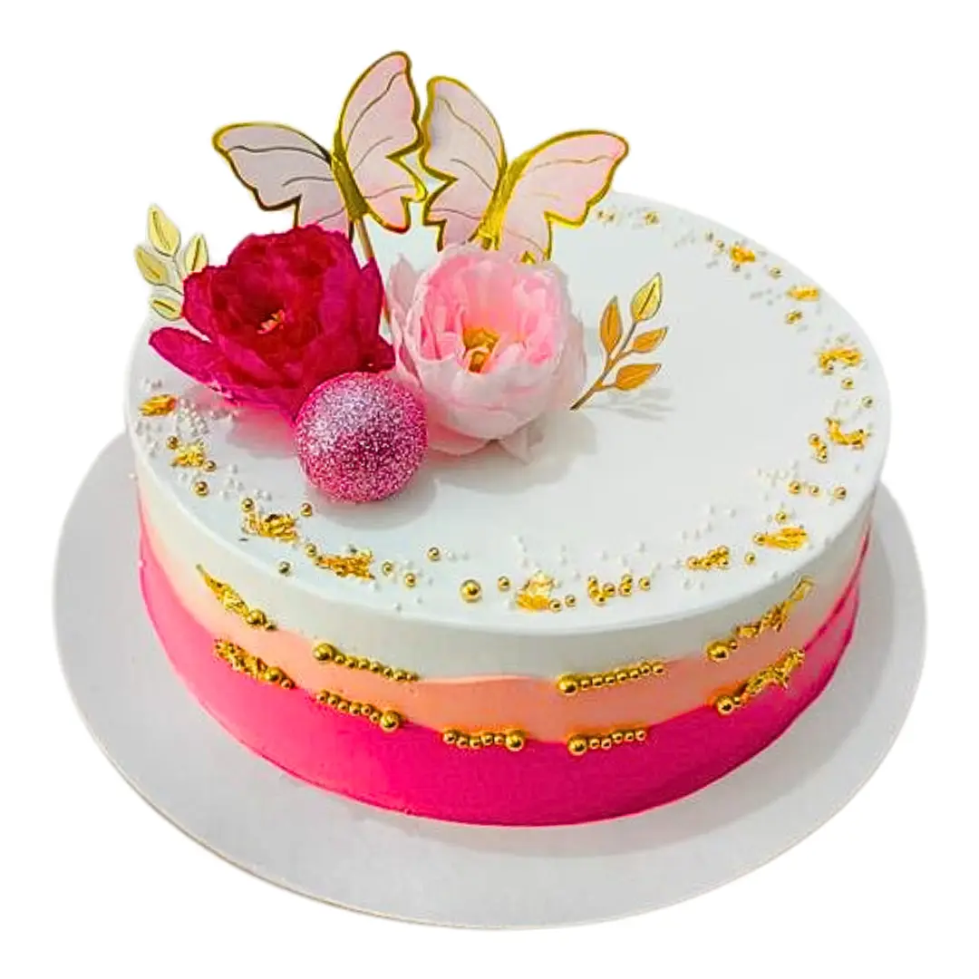 Floral Design Pink Strawberry Cake