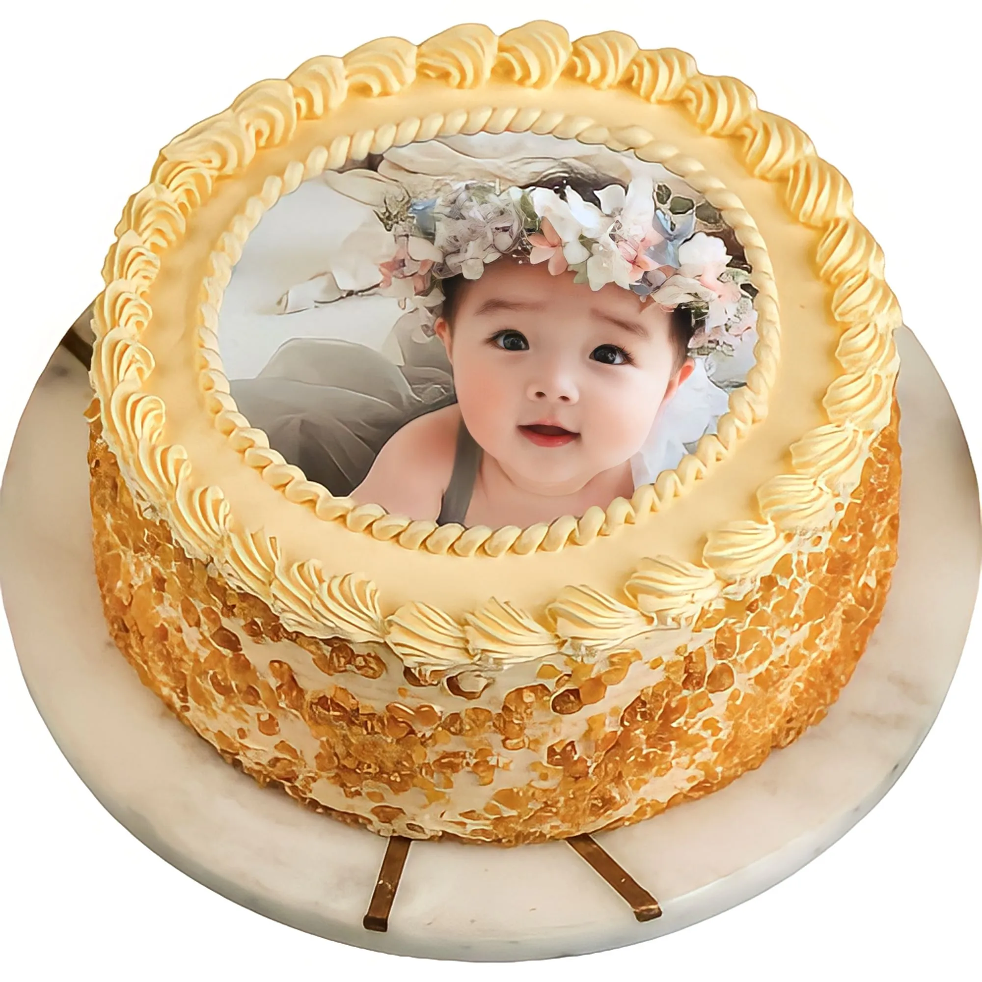 Round Butterscotch Photo Cake