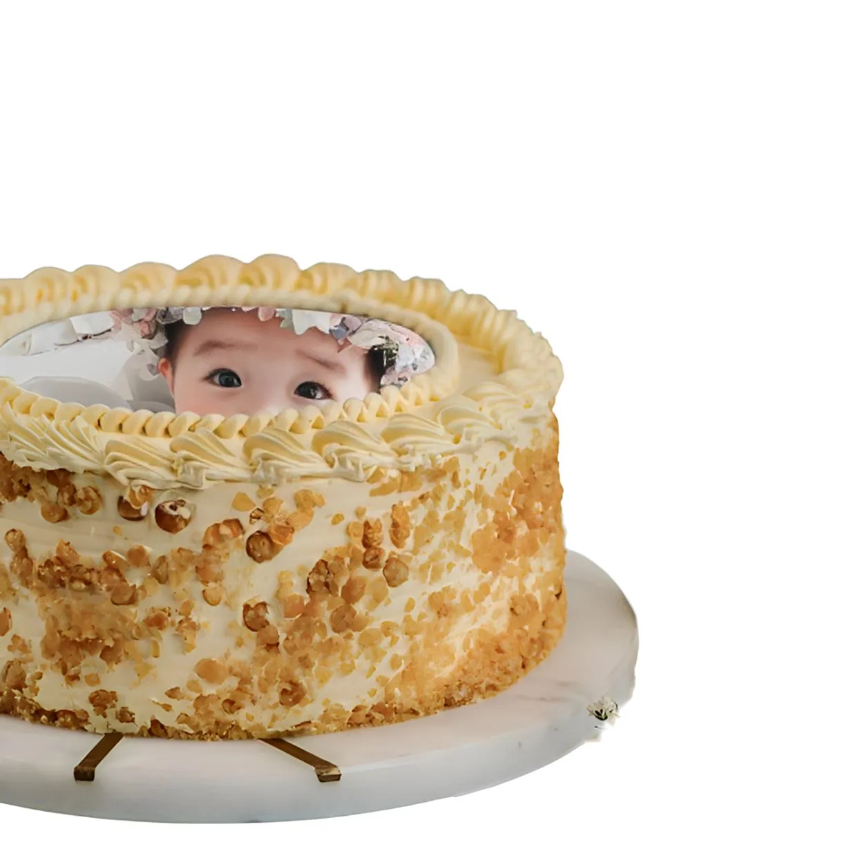 Round Butterscotch Photo Cake