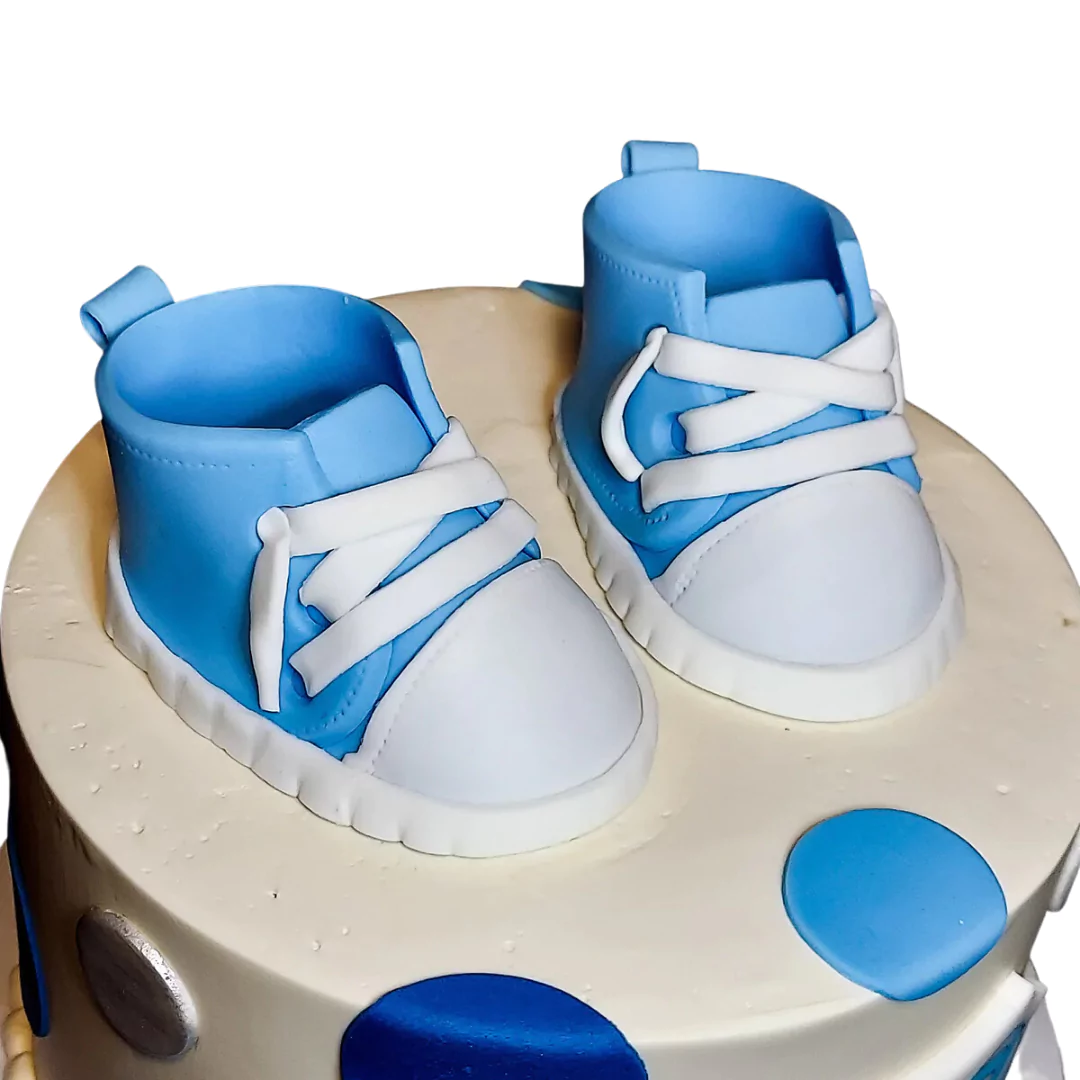 Blue Baby Shoes Truffle Cake