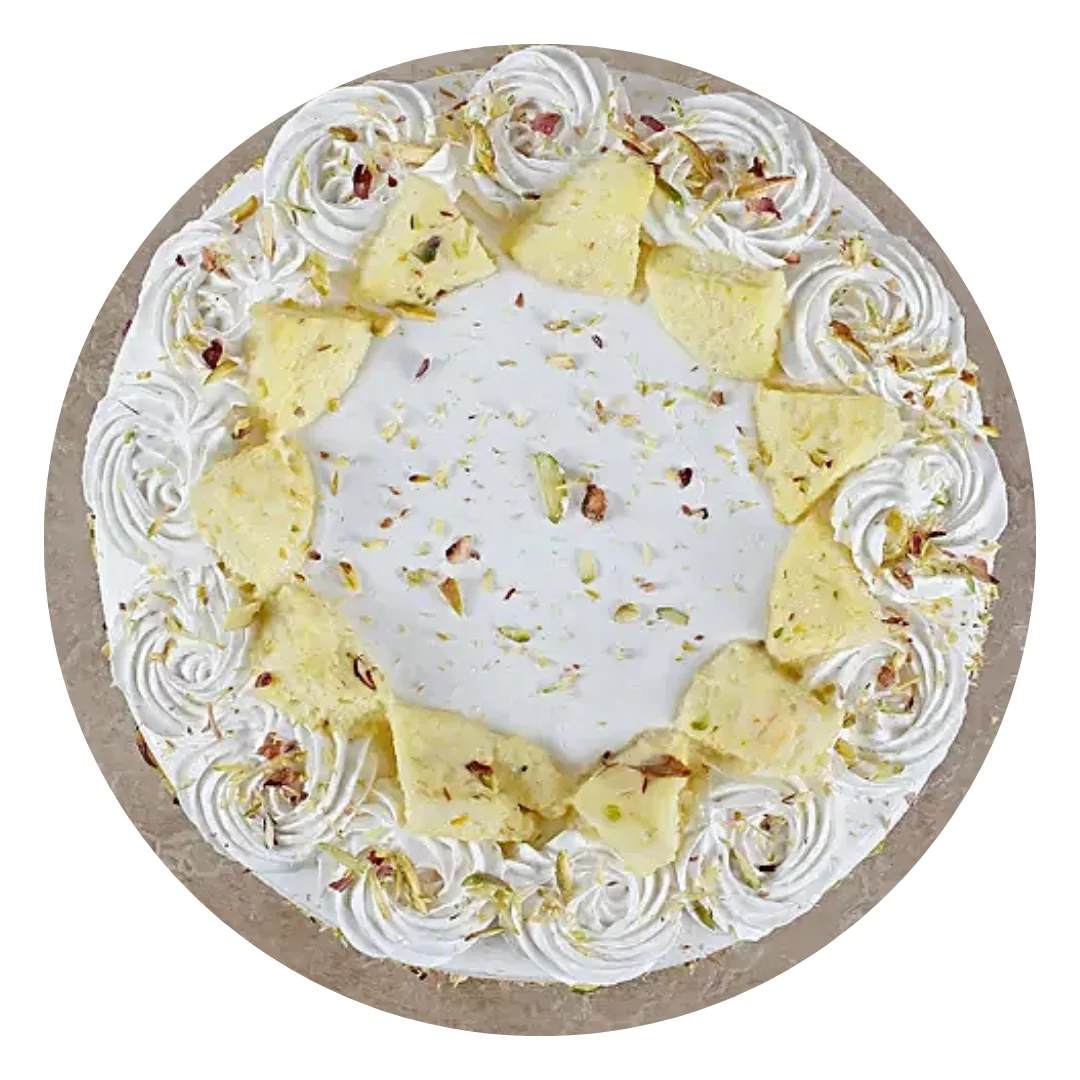 Vanilla Flavored Pista Rasmalai Cake