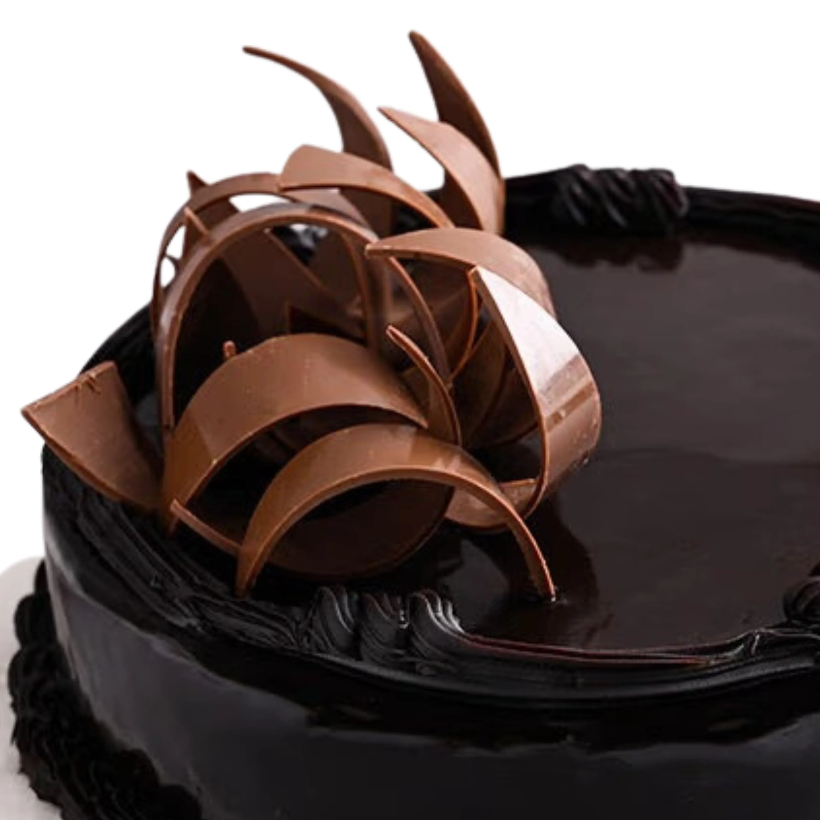 Round Chocolate Truffle Glaze Cake for Anniversary