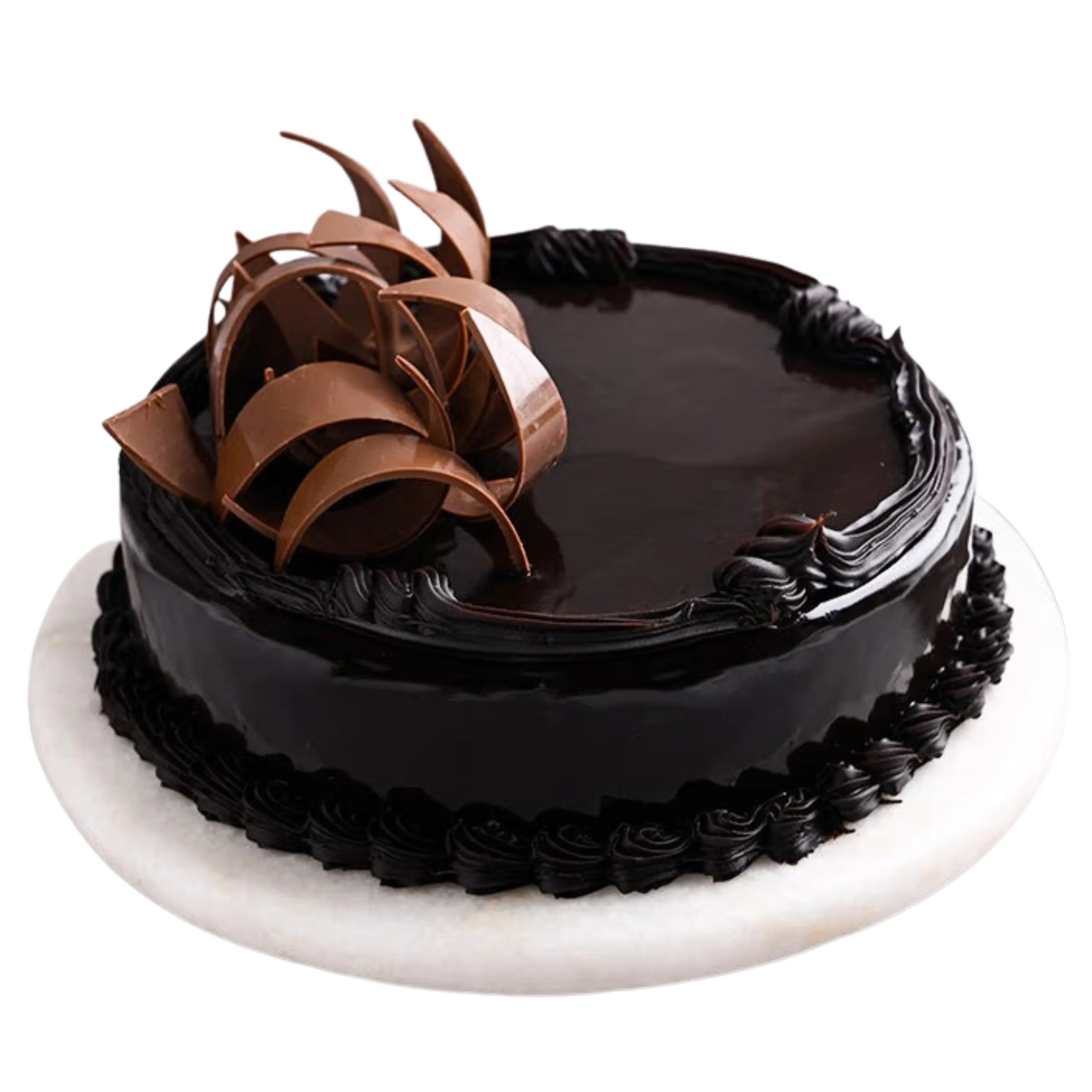 Round Chocolate Truffle Glaze Cake for Anniversary