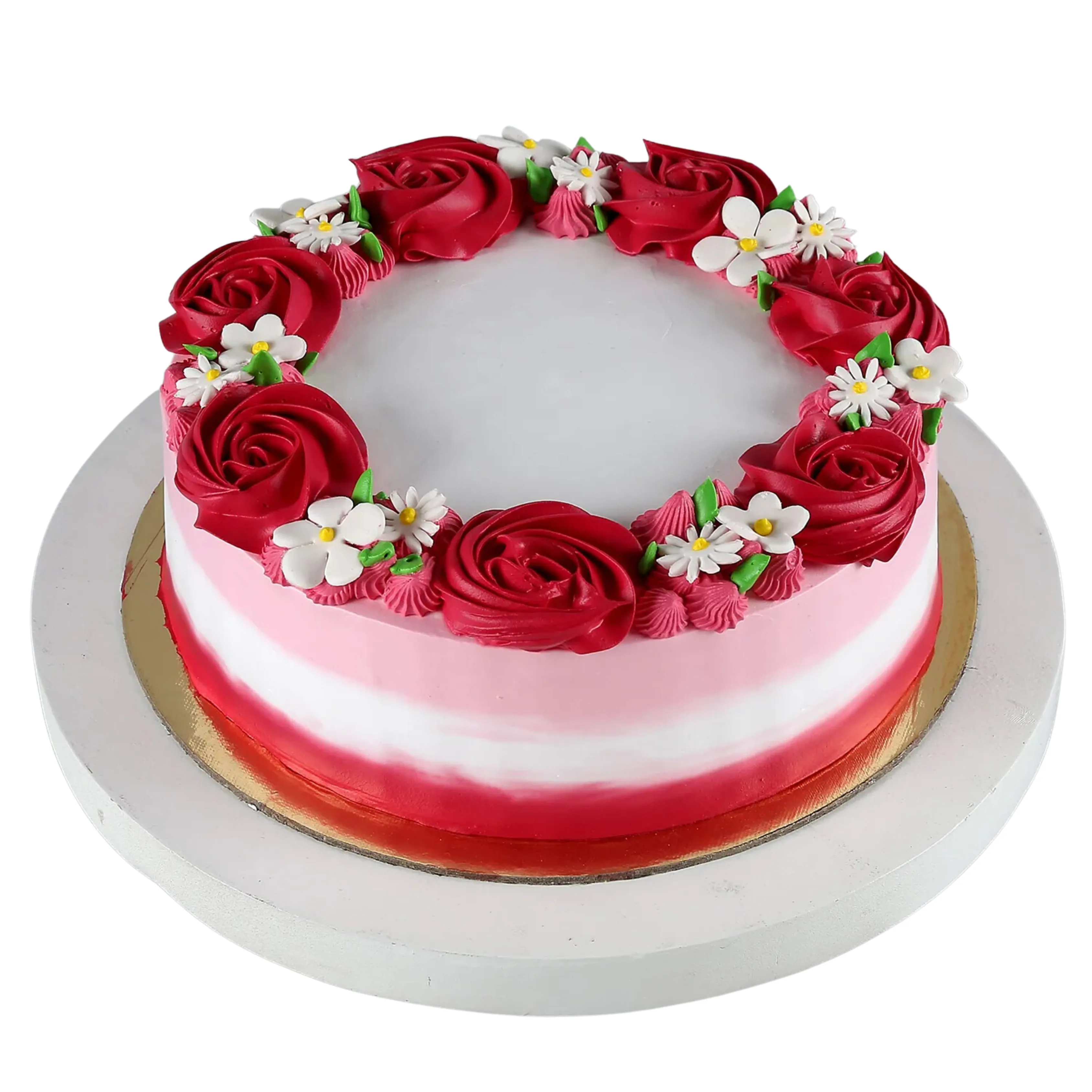 Round White Anniversary Vanilla Cake