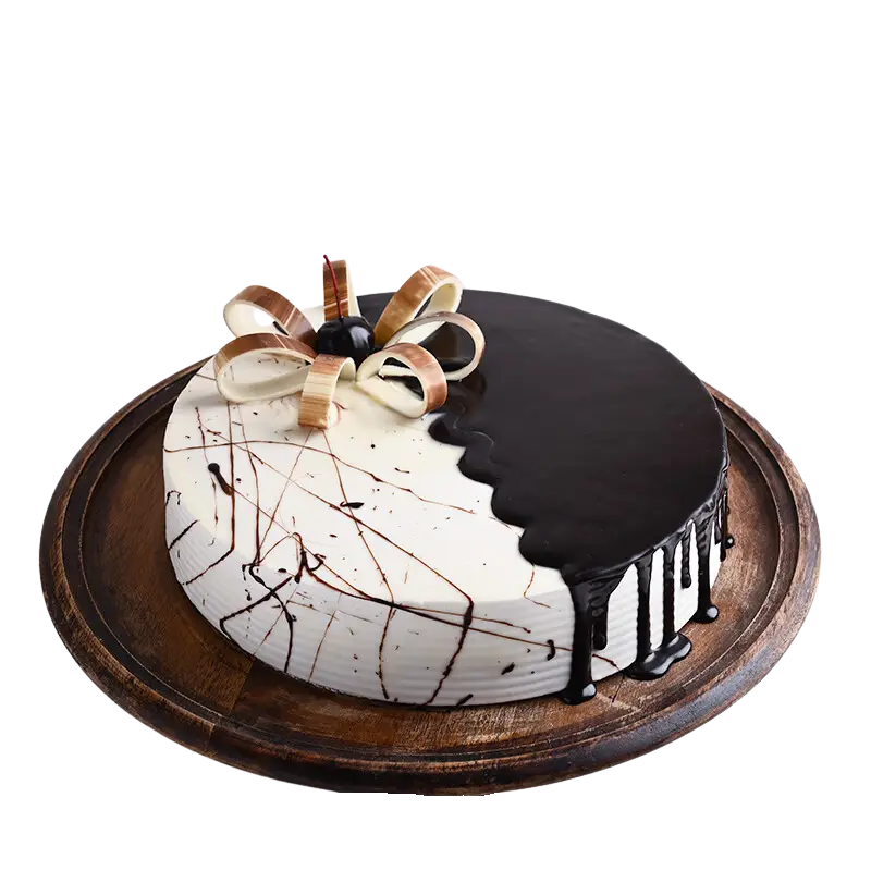 Eggless Choco Vanilla Fusion Cake