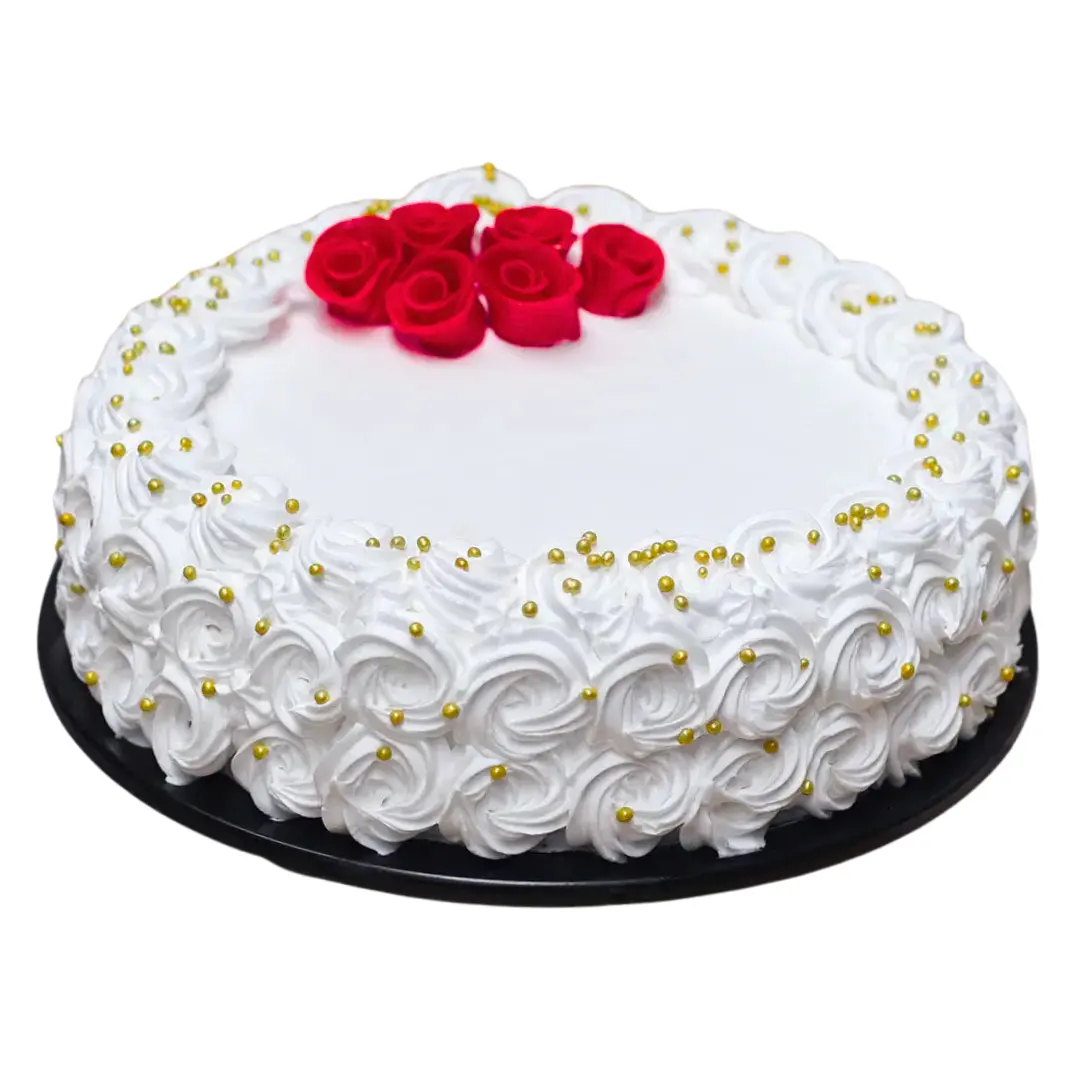 Elegant Cream Cake with Roses