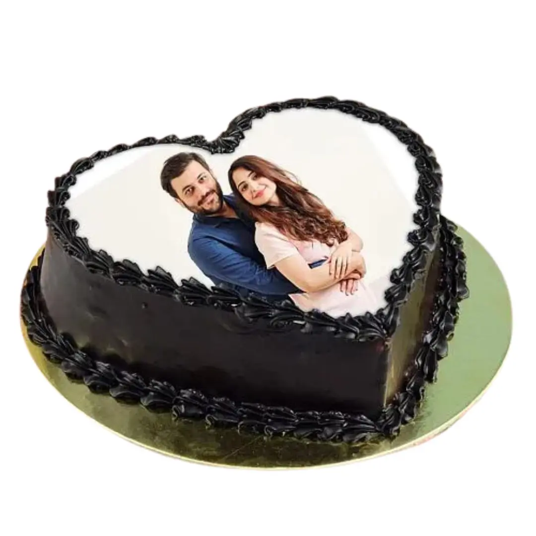 Heart-shaped Wedding Photo Cake